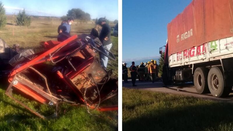 Chocaron un camión y un tractor en la Autopista de los Comechingones: hay dos heridos