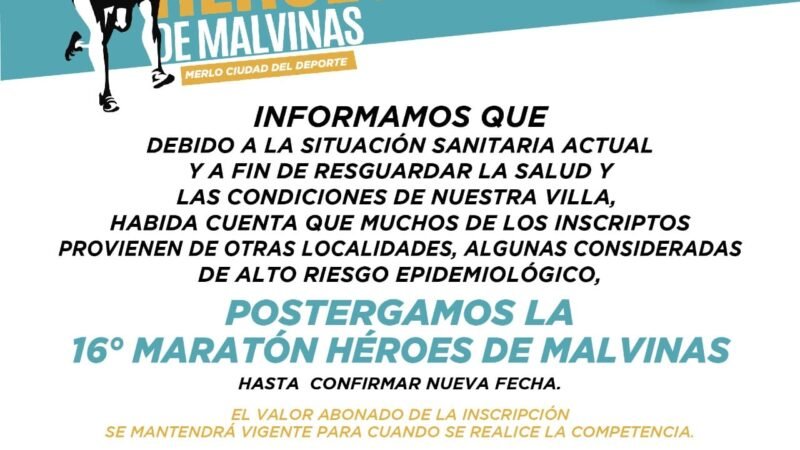 Primero la salud: postergaron la Maratón «Héroes de Malvinas»