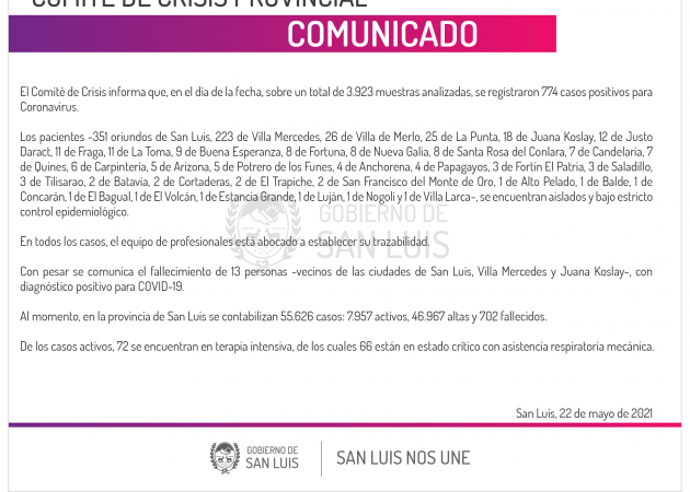 El Comité de Crisis anunció las cifras del sábado