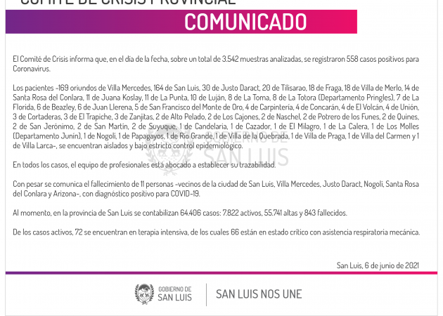 El Comité de Crisis anunció las cifras del domingo