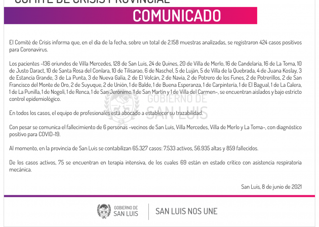 El Comité de Crisis anunció las cifras del martes