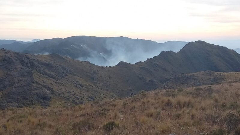 Los bomberos y brigadistas puntanos combatieron un incendio cerca de Río Grande