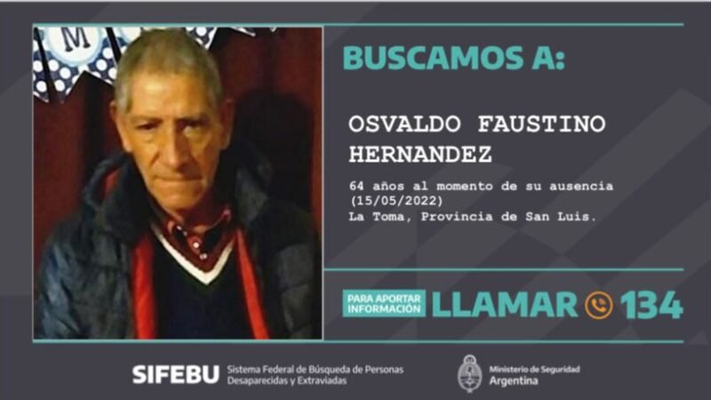 CONTINÚA LA BÚSQUEDA DE OSVALDO FAUSTINO HERNÁNDEZ