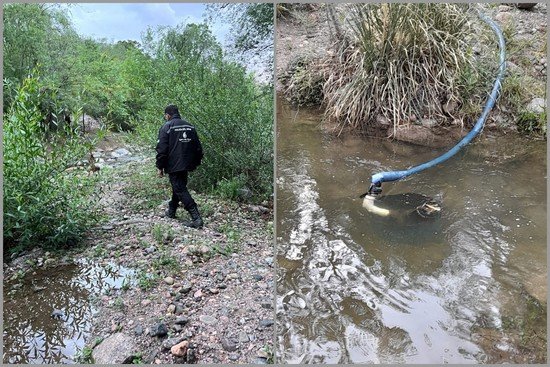 REMOVIERON UNA BOMBA QUE SACABA AGUA DEL RÍO POTRERO PARA LA PILETA DE UN CAMPING