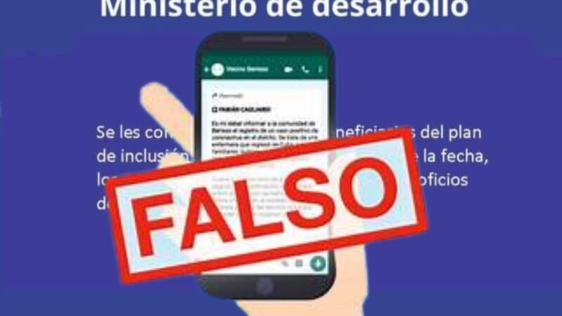 ADVIERTEN POR INFORMACIÓN FALSA A BENEFICIARIOS DE INCLUSIÓN SOCIAL QUE PROMUEVE EL ROBO DE DATOS