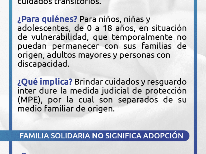 CONTINÚA ABIERTO EL REGISTRO DE POSTULANTES A FAMILIAS SOLIDARIAS
