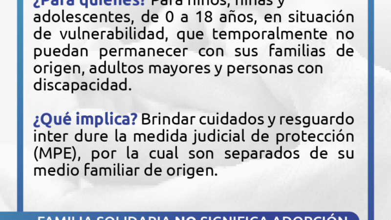 CONTINÚA ABIERTO EL REGISTRO DE POSTULANTES A FAMILIAS SOLIDARIAS