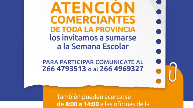 INVITAN A COMERCIOS A SUMARSE A LA SEMANA ESCOLAR CON PRECIOS ACCESIBLES