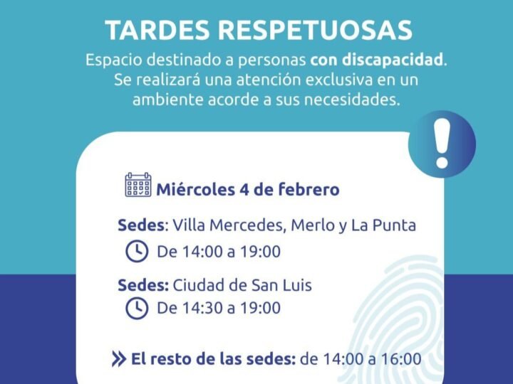 TARDES RESPETUOSAS: EL REGISTRO CIVIL ATIENDE EXCLUSIVAMENTE A PERSONAS CON DISCAPACIDAD